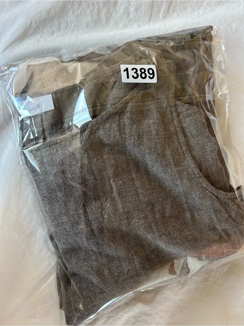 J. Jill Pure Jill Linen Blend Sleeveless A-Line Midi Dress M/L Taupe Gray